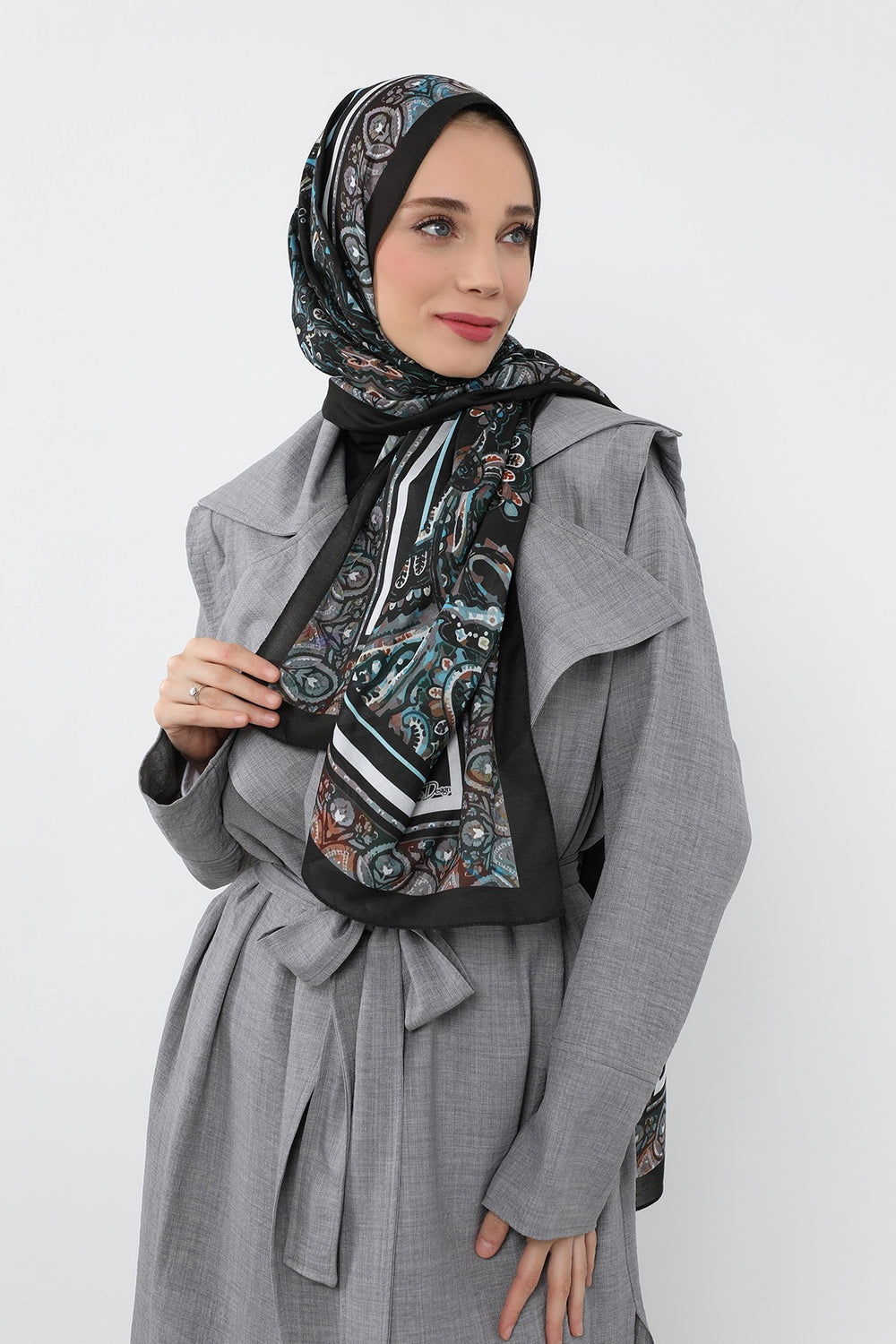 Printed Voile Hijab Scarf, Lightweight Soft Breathable Modest Shawl,SAL-104 Pattern V1