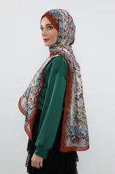Printed Voile Hijab Scarf, Lightweight Soft Breathable Modest Shawl,SAL-106 Pattern V1