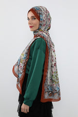 Printed Voile Hijab Scarf, Lightweight Soft Breathable Modest Shawl,SAL-106 Pattern V1