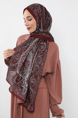 Printed Voile Hijab Scarf, Lightweight Soft Breathable Modest Shawl,SAL-107 Pattern V1