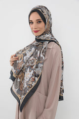 Printed Voile Hijab Scarf, Lightweight Soft Breathable Modest Shawl,SAL-110 Pattern V1