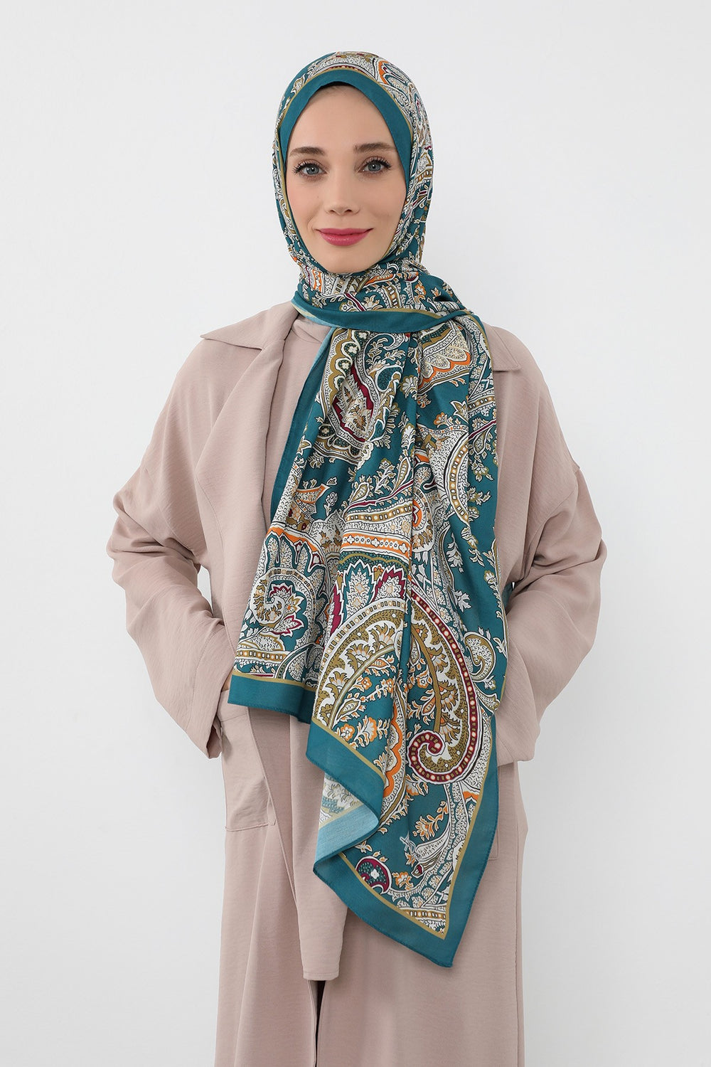 Printed Voile Hijab Scarf, Lightweight Soft Breathable Modest Shawl,SAL-125 Pattern V1