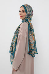 Printed Voile Hijab Scarf, Lightweight Soft Breathable Modest Shawl,SAL-125 Pattern V1