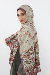 Printed Voile Hijab Scarf, Lightweight Soft Breathable Modest Shawl,SAL-131 Pattern V1
