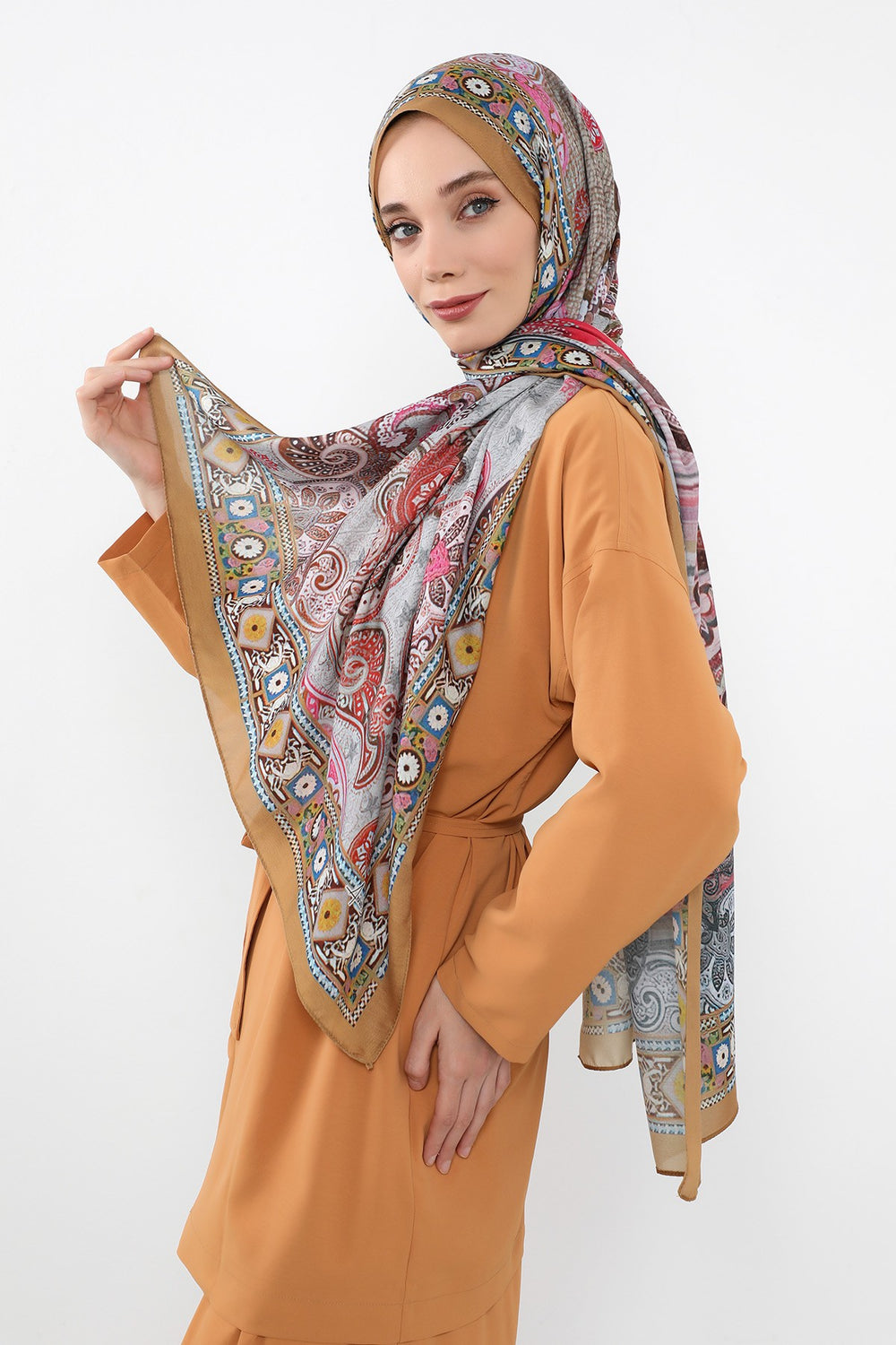 Printed Voile Hijab Scarf, Lightweight Soft Breathable Modest Shawl,SAL-133 Pattern V1