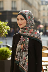 Printed Voile Hijab Scarf, Lightweight Soft Breathable Modest Shawl,SAL-201 Pattern V1