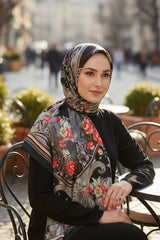 Printed Voile Hijab Scarf, Lightweight Soft Breathable Modest Shawl,SAL-201 Pattern V1