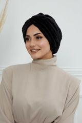 Comfy Fashionable Instant Turban for Women, Plush Pre-Tied Head Turban for Elegant Look, Easy Wrap Comfortable Plush Chemo Headwear,B-9PD