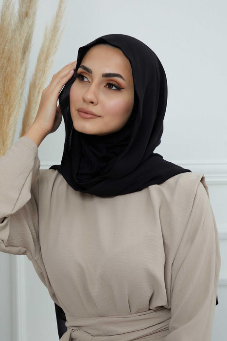Instant Chiffon Shawl Headscarf for Women with Cotton Bonnet Chiffon Turban Cap, Ready-to-Wear Soft Chiffon Shawl Instant Hijab Wrap,PS-46