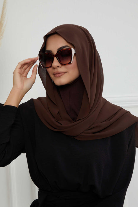 Instant Chiffon Shawl Headscarf for Women with Cotton Bonnet Chiffon Turban Cap, Ready-to-Wear Soft Chiffon Shawl Instant Hijab Wrap,PS-46