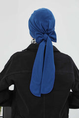 Stylish Winter Turban Bonnet with Back-Tie Belt, Soft Ribbed Polyviscose Headwrap for Cold Seasons, Warm Back-Tie Instant Turban,B-31RB Dark Blue