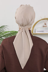 All Seasons Instant Turban Headscarf for Women, Stretchy Double Face Fabric Hijab Cap, Ready to Wear One Size Modest Headwrap,B-49O Beige