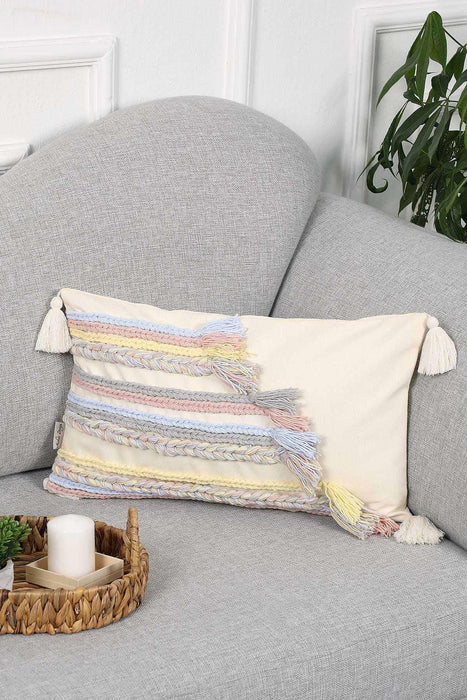 Decorative 20x12 Inches Pillow Cover for Stylish Living Room Designs, Bohemian Style Comfortable Large Lumbar Pillow Cover,K-208