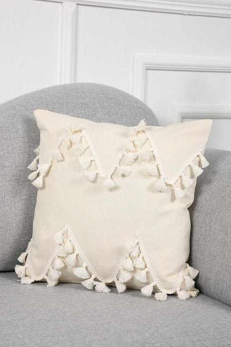 Zigzag Tassel Charm Cotton Pillow Cover for Chic Living Room Decorations, 18x18 Inches Lumbar Pillow Cover, Zigzag Designed Pillow,K-201