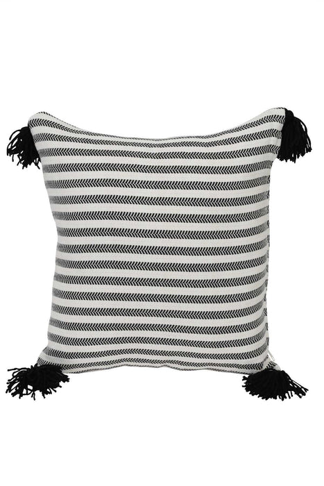 Striped and Tasseled Throw Pillow Cover 18x18 Inches Cushion Cover for Luxury Home Decorations, Housewarming Pillow Gift,K-131