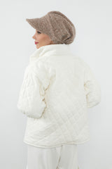 Bouclé Wool Winter Visor Hijab Cap & Scarf Set, Cozy Textured Modest Winter Duo,BAT-2TK