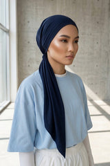 Breathable Cotton Hijab Scarf – Lightweight, Stretch, No-Slip Triangle Scarf for Everyday Comfort,B-41 Navy Blue
