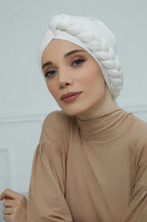 عمامة فورية بتصميم مضفر أنيق، وشاح رأس إسلامي عصري ومريح وخفيف الوزن، سهل الارتداء، حجاب جيرسي، غطاء رأس أنيق، B-3