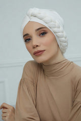 عمامة فورية بتصميم مضفر أنيق، وشاح رأس إسلامي عصري ومريح وخفيف الوزن، سهل الارتداء، حجاب جيرسي، غطاء رأس أنيق، B-3