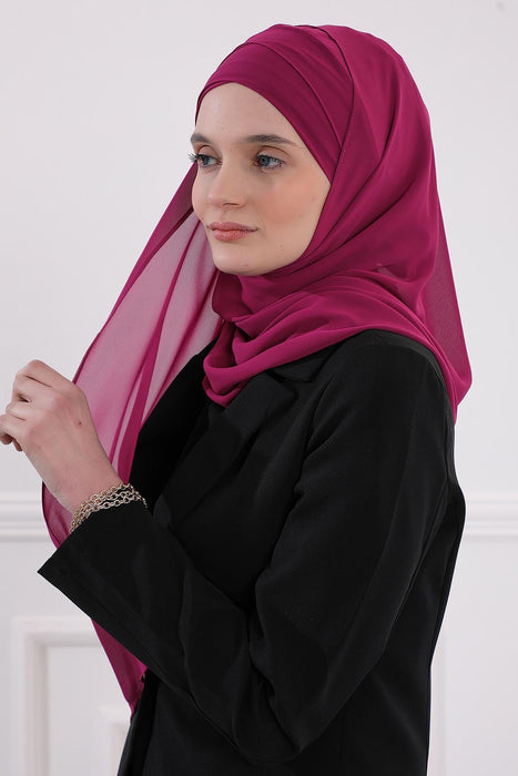 Chiffon Shawl for Women Chiffon Modesty Instant Turban Cap Head Wrap Elegant Stylish Scarf,CPS-15