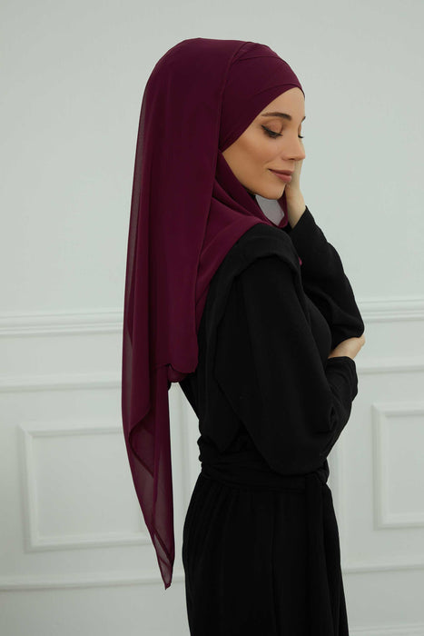 Chiffon Shawl for Women Chiffon Modesty Instant Turban Cap Head Wrap Elegant Stylish Scarf,CPS-15