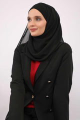 Premium Chiffon Shawl Hijab for Everyday Wear, Lightweight Breathable Women's Headscarf, Soft Chiffon Hijab Scarf for Women,CPS-15 Black