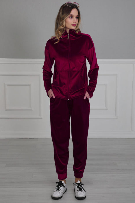 Chic Hooded Tracksuit with Pockets, Velvet Women Tracksuit Pyjamas, One-size-fits-all Casual Velour Sweatsuit for Women,TK-2