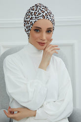Cotton Printed Instant Turban Scarf For Women with Rose Detail at the Back Side, Stylish Patterned Elegant Turban Bonnet Cap,B-53YD Wild Elegance