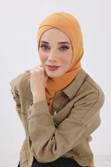 Cross-Stitch Design Inner Turban Bonnet for Women, One-Size Inner Turban Bonnet for Women, Simple Ribbed Winter Hijab Turban Bonnet,TB-4RB Orange