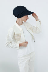 Denim Visor Hijab Cap, Lightweight Modest-Friendly Cotton Denim Hat,B-73KOT Dark Blue