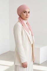 Elegant Chiffon Hijab Bonnet with Comfortable Cotton Inner Cap,B-97 Powder
