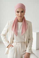 Elegant Chiffon Hijab Bonnet with Comfortable Cotton Inner Cap,B-97 Powder