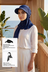 Everyday Sports Hijab with Removable Visor, Practical Jersey Shawl,SPS-1 Navy Blue