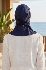 Everyday Sports Hijab with Removable Visor, Practical Jersey Shawl,SPS-1 Navy Blue