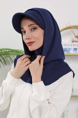 Full Coverage Bonnet Hijab with Visor, Ready to Wear Modest Visor Underscarf Bonnet with Neck Cover for All Seasons,B-88O