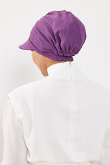 High Quality Newsboy Women Hat, Pre-Tied Turban made from High Quality Wrinkle-Resistant Aerobin Fabric, Visored Instant Turban Cover,B-73A Purple 2
