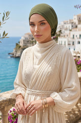 Instant Aerobin Hijab Bonnet, Lightweight Ready-to-Wear Modest Head Covering,B-102A Army Green