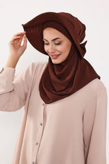 Instant Aerobin Shawl 2 in 1 Womens Wide Brim Summer Hat + Plain Scarf Foldable Roll up Beach Cap Removable Sun Hat Hijab Women Turban,SS-2A Brown