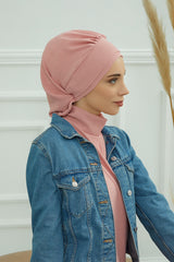 Instant Aerobin Turban Hijab for Women, Pre-Tied Cotton Blend Headwrap, Lightweight Modest Fashion Head Cover,HT-91 Pink