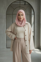 Instant Chiffon Shawl for Women With Cotton Bonnet Chiffon Turban Cap Head Wrap Instant Turban Scarf,PS-45 Powder
