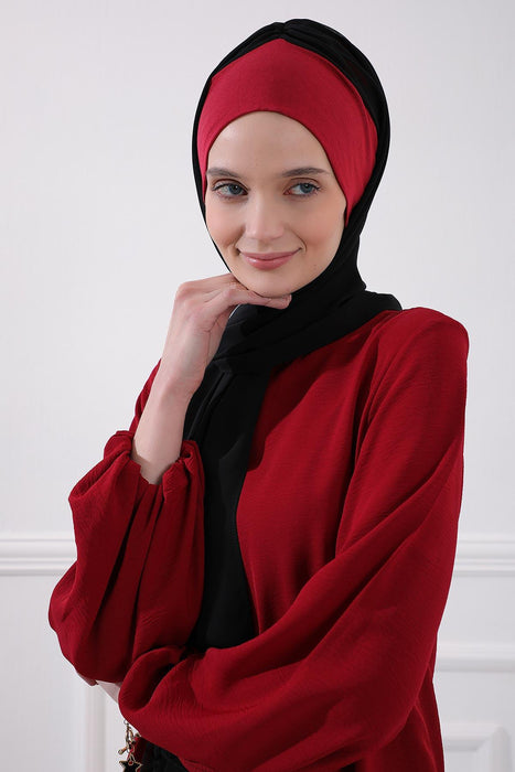 Instant Chiffon Shawl for Women With Cotton Bonnet Chiffon Turban Cap Head Wrap Instant Turban Scarf,BS-2