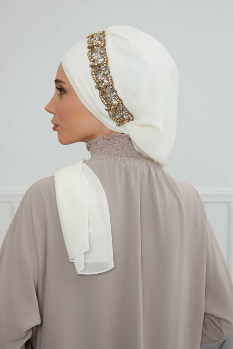 Instant Turban Chiffon Scarf Head Turbans with Unique Accessory For Women Headwear Stylish Elegant Design,HT-101