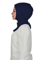 Elegant Full Head and Neck Hijab Cover, Instant Turban Inner Bonnet Head Wear, Lightweight Ninja Cap Head Wrap, Ramadan Muslim Gift,TB-1 Navy Blue