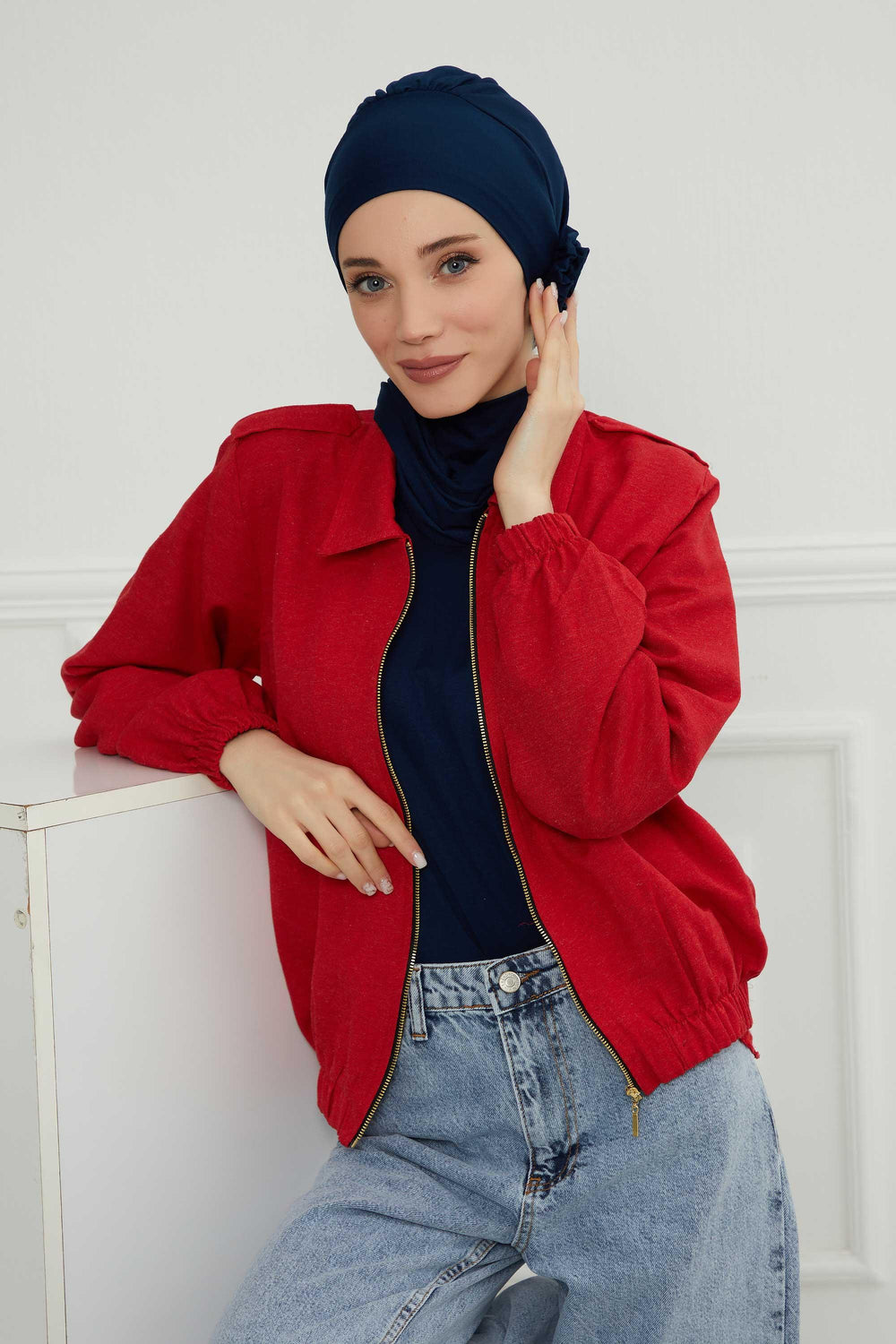 Instant Turban Cotton Scarf Head Turbans For Women Headwear Stylish Elegant Design,HT-81 Navy Blue