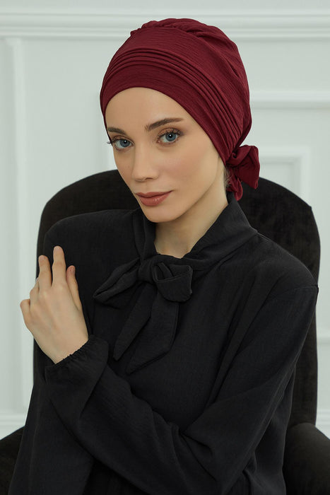 Chic Aerobin Instant Turban, Easy Wrap Breathable Head Scarf with Elegant Knot Detail, Lightweight Instant Turban For Women Headwear,HT-31A
