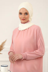 Pleated Instant Turban Head Covering for Women, Lightweight Chiffon Instant Turban, Quick and Stylish Head Coverage for Modest Fashion,HT-48 Ivory