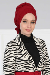 Instant Turban Lightweight Chiffon Scarf Head Turbans For Women Headwear Stylish Elegant Design Pleated Design Chiffon Turban,HT-31 Maroon