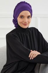Instant Turban Lightweight Chiffon Scarf Head Turbans For Women Headwear Stylish Elegant Design Pleated Design Chiffon Turban,HT-31 Purple