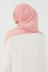 Instant Wear Hijab with Built-In Bonnet, Lightweight Chiffon Headscarf, One Piece Modest Headwear,PS-48 Powder