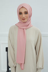 Jersey Aerobin Shawl for Women Modesty, Head Wrap Turban, Cap Headwear Rectangle Aerobin Hijab,CTS-5A Pink